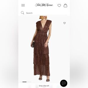 Skylar Tiered Belted Metallic Gown in brown